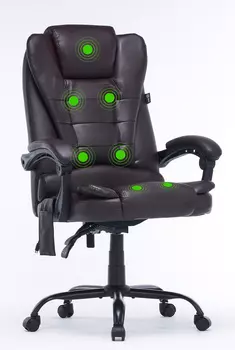 Кресло офисное CACTUS CS-CHR-OC03M-BR, вибромассаж, коричневый (CS-CHR-OC03M-BR)