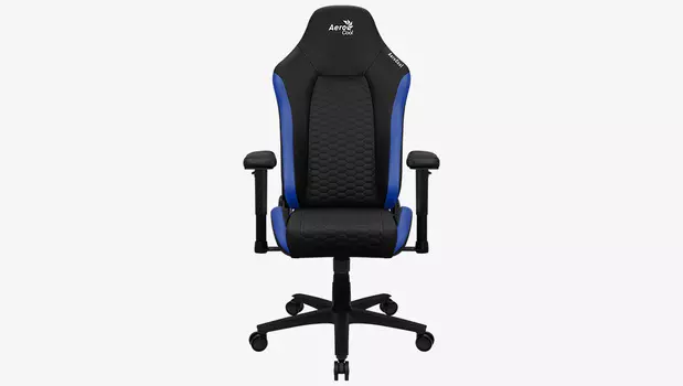 Кресло игровое AeroCool Crown Leatherette, черный/синий (4711099471188)