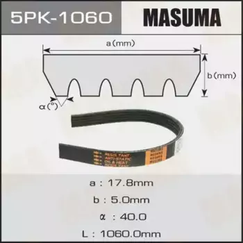 Ремень поликлиновой 1060 мм 5 ручьев MASUMA 5PK-1060