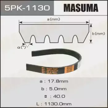 Ремень поликлиновой 1130 мм 5 ручьев MASUMA 5PK-1130