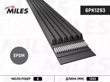 Ремень поликлиновой 1293 мм 6 ручьев MILES 6PK1293