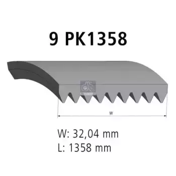 Ремень поликлиновой 1358 мм 9 ручьев DT 5.41590