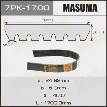 Ремень поликлиновой 1700 мм 7 ручьев MASUMA 7PK-1700