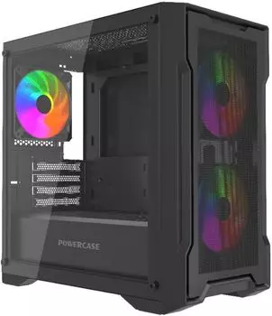 Корпус mATX Powercase Mistral Micro X3W ARGB CMMXW-A3 без БП, боковая панель из закалённого стекла, 2*USB 2.0, USB 3.0