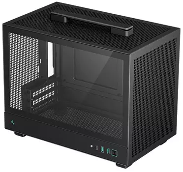 Корпус mini-ITX Deepcool CH160 черный, без БП, боковая панель из закаленного стекла, USB Type-C, 2*USB 3.0, audio