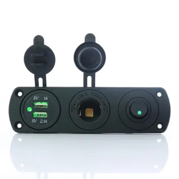 3.1A зарядное устройство с двумя USB-портами, 12 В, розетка, кулисный тумблер включения и выключения, панель для автомобиля, морской лодки, грузовика красный