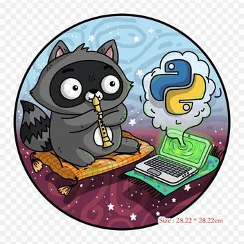 Кошка Охотница Железо на теплопередаче Печать Виниловые патчи Наклейка для одежды DIY Аппликации Моющиеся пластыри