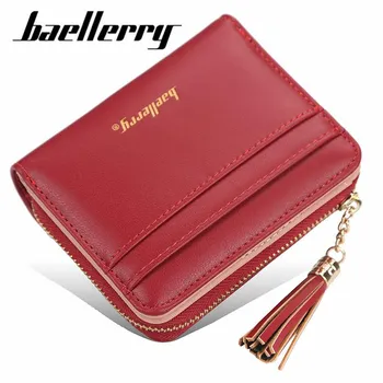 Baellerry короткие стильные женские кошельки кожаные кисточки портмоне для дам модный кошелек на молнии сумки клатч 12cm*9cm*3cm красный