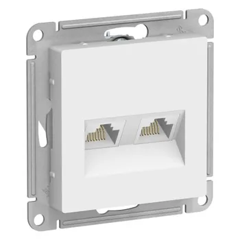 Розетка RJ-45 скрытый монтаж категория 5e, механизм в сборе, белый лотос, Schneider Electric AtlasDesign (ATN001385)