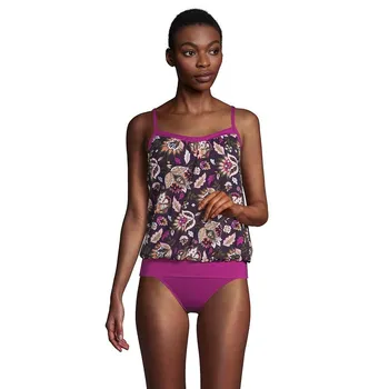 Женский купальник Lands' End UPF 50 Blouson Tankini Top, цвет Berry Jacobean Rose