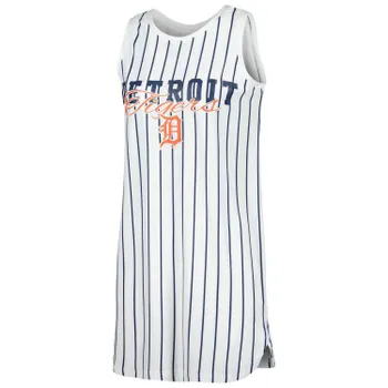 Женская спортивная белая ночная рубашка без рукавов в тонкую полоску Detroit Tigers Reel