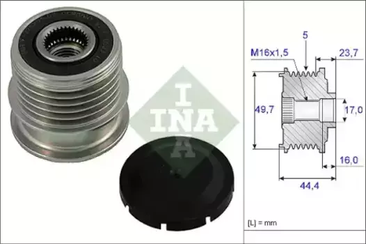 шкив генератора!\ MB W168 1.6CDi/1.7CDi OM668 97> 535 0011 10 INA
