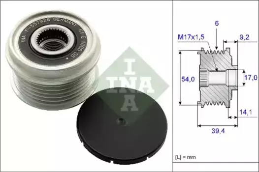 шкив генератора!\ Opel Agila/Astra/Corsa/Tigra/Meriva 1.3CDTi 03> 535 0151 10 INA