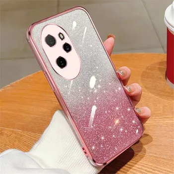 Роскошный чехол с градиентным блестящим покрытием для Huawei Honor 100 90 80 70 Pro 50 60 SE 20 30 Pro, женский мягкий силиконовый чехол на заднюю панель Honor50 For Honor 100 чёрный