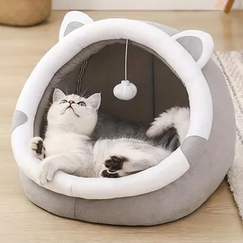 5 стилей, милое гнездо для кошек и собак, теплая мягкая спальная кровать, моющаяся в пещере, дышащий кошачий домик S