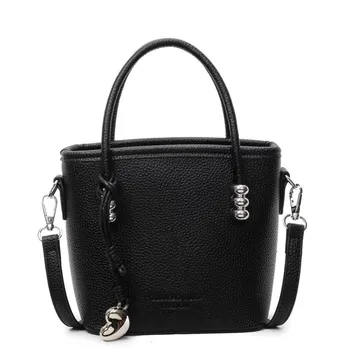 Premium Solid Color Portable Bucket Bag, Female Foreign Versatile Shoulder Bag, Trendy Messenger Bag розовый