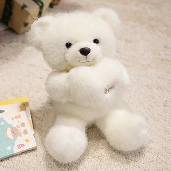 Small Scarf Heart-Hugging Bear Plush Toy Doll Cute Bear Wedding Interactive Throwing Doll Children S Day Gift 30cm