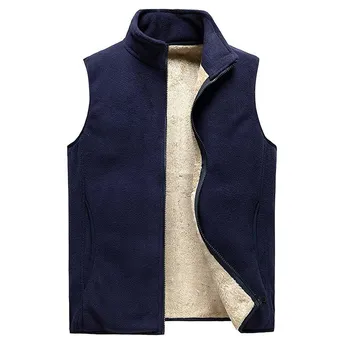 Новый осенне-зимний жилет Plus Velvet Vest для мужчин, однотонный жилет, куртка для мужчин, жилет Cross-border большого размера из овечьего бархата, утепленный мужской жилет 8XL чёрный