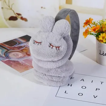 Мультяшная детская повязка на голову Kawaii, зимняя теплая повязка на ухо с кроликом, плюшевая толстая мягкая регулируемая повязка на ухо, аксессуары для девочки