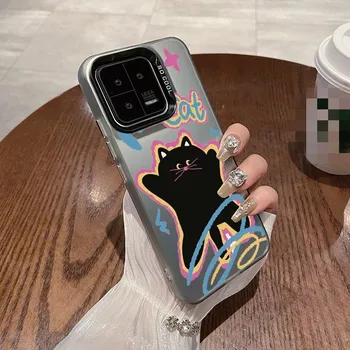 Милый чехол с изображением кота для iPhone 16 Samsung A55 A35 A34 S24 FE Xiaomi Redmi Note 13 Pro 14C Huawei Honor 200 противоударный бампер для телефона с защитой от царапин Samsung A54 5G