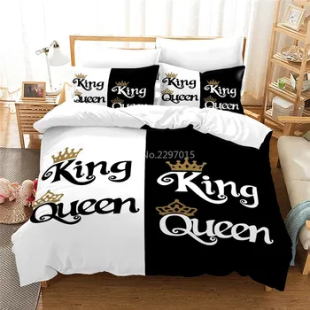 Черный Queen King Парный пододеяльник Комплект наволочек 3D-печатный комплект постельного белья Односпальный двуспальный Twin Полный Queen King Size Декор для спальни 228x228cm