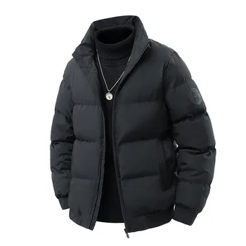 New Winter Thickened Jacket Autumn and Winter Hooded Short Tooling Bread Down Cotton Jacket M красный