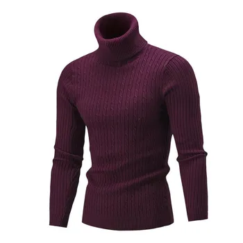 Новый мужской свитер крутой вязки Slim Fit Водолазка Вязаный летний свитер Slim Fit M бежевый
