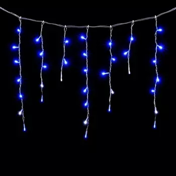 Гирлянда Бахрома 3,1 x 0,5 м Синяя с Мерцанием Белого Диода 220В, LED, Провод Прозрачный ПВХ, IP54 Laitcom PIL150BLW-10-2B