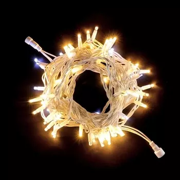 Гирлянда Нить 10м Тепло-Белая с Мерцанием Белого Диода 220В, LED, Провод Белый Каучук, IP65 Laitcom Нити (на ёлку) LL75BLW-8-2WW