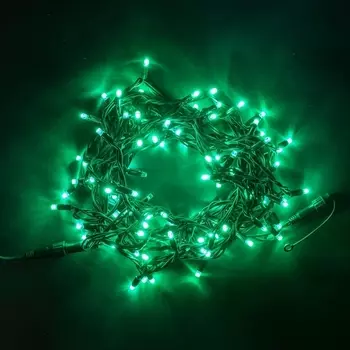 Гирлянда Нить 10м Зеленая с Мерцанием 220В, LED, Провод Черный Каучук, IP65 Laitcom Нити (на ёлку) LL100BL-1-2G