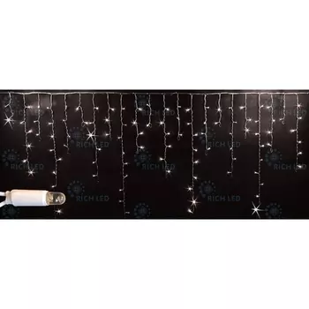 Гирлянда светодиодная Бахрома белая с мерцанием 220B, LED, провод белый, IP65 Rich LED RL-i3*0.9F-CW/WW