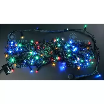 Гирлянда светодиодная разноцветная режимов свечения 220B, LED, провод черный, IP54 Rich LED RL-T20C2-B/M