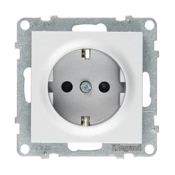Розетка Legrand Suno встраиваемая алюминий со шторками (721320)