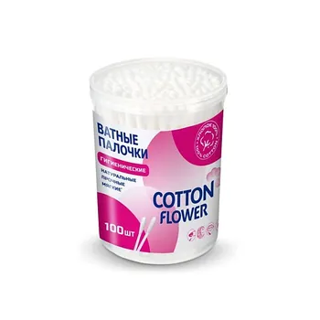 COTTON FLOWER Ватные палочки в банке 100
