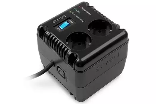 Источник бесперебойного питания SV-014889 Stabilizer SVEN VR-L1500, Relay, 500W, 184-285v, 2 euro outlets, 1 розетка ІЕС 320, black, 124 ? 119 ? 12