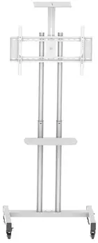 Стойка мобильная 2MVESA MediaStand 10 MDS-0010-S для дисплея (макс 1660), 2х полки, серебро