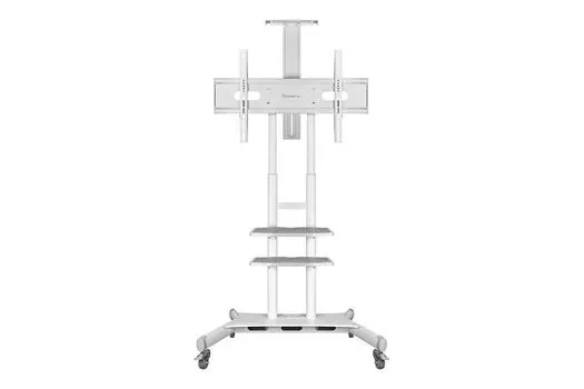 Мойка TS1881 WHITE Мобильная стойка ONKRON на 1 ТВ/ 50-86" от 300х100 до 800х500, макс нагр 90,9кг, 2 полки, высота 1350-1650мм,, белая