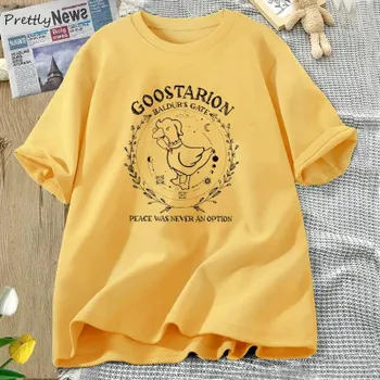 Футболки с рисунком Goose Astarion, женские футболки унисекс Bg3 с круглым вырезом и коротким рукавом, женская одежда, негабаритная футболка Baldur s Gate, унисекс, унисекс L