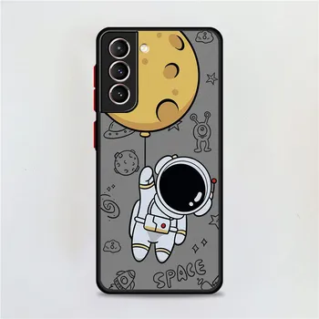 Матовый чехол с милым мультяшным астронавтом для Samsung Galaxy S22 S20 S21 FE S10 S9 Plus S8 Capa Note 20 Ultra 10 Lite, чехол для телефона Samsung S22 5G