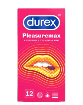 Durex Презервативы Pleasuremax с ребрами и пупырышками 12 шт.