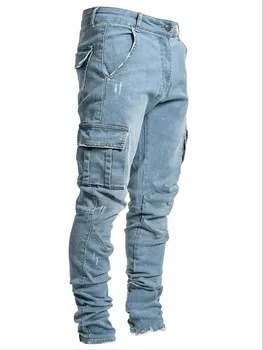 New Denim Jeans for Men with Side Pockets Small Feet and Tight Fit M чёрный