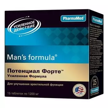 Витамины для мужчин Потенциал Форте усиленная Формула Man's formula/Мен-с формула таблетки 1200мг 15шт