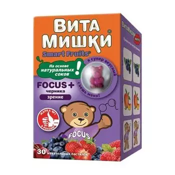 ВитаМишки Фокус+ с черникой пастилки жевательные 2,5г 30шт