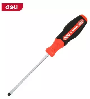 Отвертка шлицевая Deli DL3445 SL5x150мм сталь S2, матовый стержень, двухкомпонентная прорезиненная рукоять