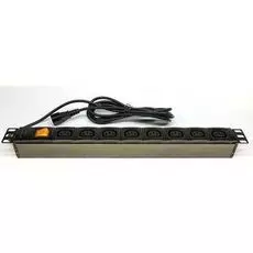 Панель электрическая Eurolan 60A-61-04-08BL 19" c 8 розетками IEC320 C13 и шнуром питания 3м с вилкой IEC 320 C14, черная