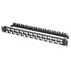 Панель Eurolan 27B-00-24BL-UA 19” наборная, UTP 6A, 1U, 24 порта, черный