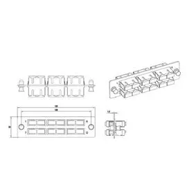 Панель Hyperline FO-FPM-W120H32-6DSC-BG для FO-19BX с 6 SC (duplex) адаптерами, 12 волокон, многомод OM2, 120x32 мм, адаптеры цвета бежевый (beige)