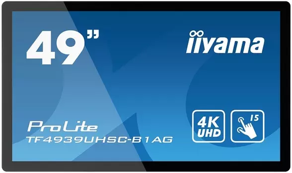 Панель LCD 49' Iiyama TF4939UHSC-B1AG 3840*2160, 420 cd/mІ, 1100:1, Touch, 2*HDMI, DP, VGA, RS-232c, RJ45(LAN), mini-jack , 2*SPK