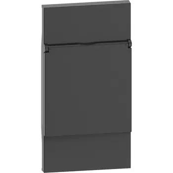 Панель лицевая BTicino KG04P LIVING NOW с крышкой для розеток 2К+З немецкого стандарта, 2 модуля, цвет черный