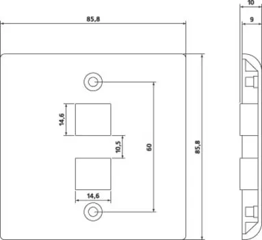 Панель лицевая Hyperline FP-E-2-WH 86х86мм для 2-х вставок типа Keystone Jack, европейский стандарт